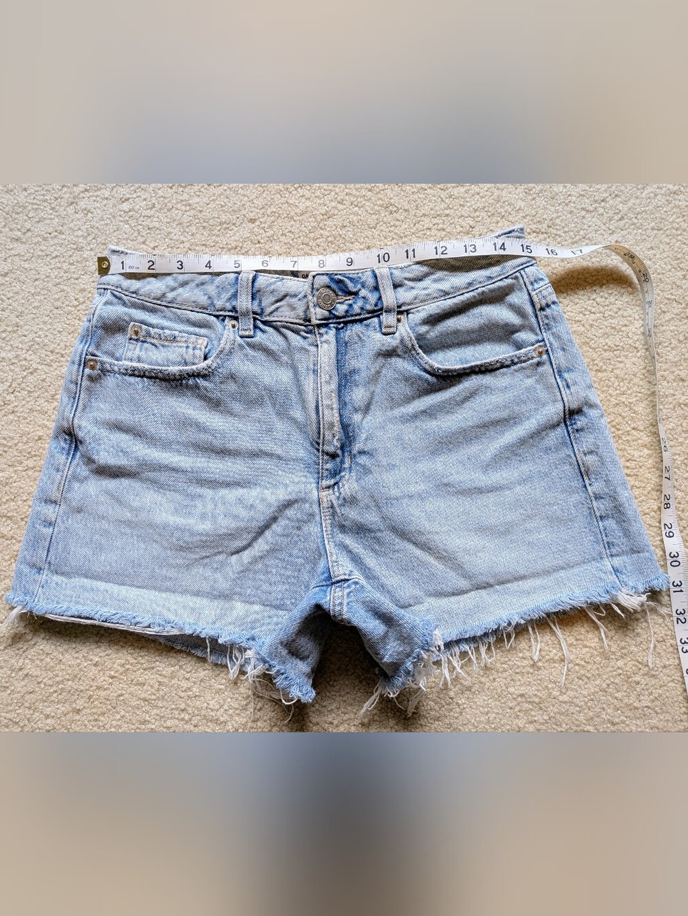Garage Denim High-Rise Light Blue Denim Cutoff Shorts 7/28